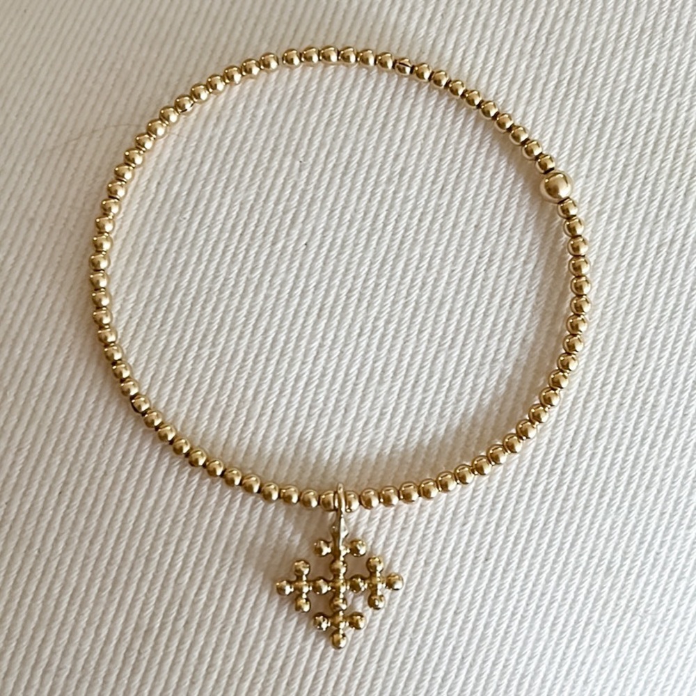 enewton Classic Beaded Signature Cross Encompass Gold 2.5mm Bracelet